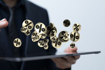 Sales icons floating in the air 3D rendering