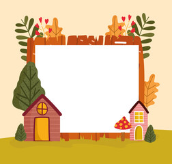 autumn cottage and banner