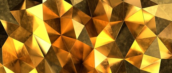 Abstract gold polygon background on texture