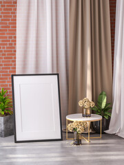 3D Mockup photo frame in Modern interior of living room