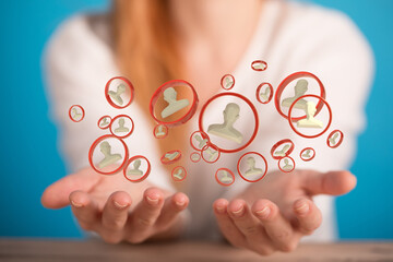 Neural network concept. Connected cells with links.