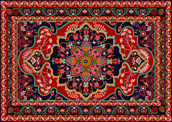 Persian carpet original design, tribal vector texture. Easy to edit and change just 16 colors by swatch window.