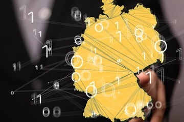 Abstract of germany map network, internet and global connection concept