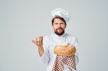 Baker with bread in hand Professional emotions