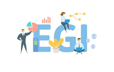 EGI, Effective Gross Income. Concept with keyword, people and icons. Flat vector illustration. Isolated on white.