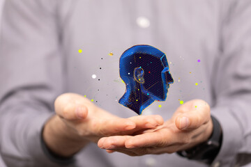 Human head and brain.Deep learning , Machine learning and artificial intelligence , AI Technology,