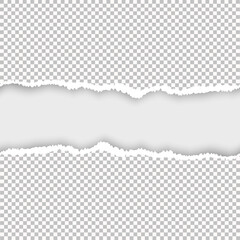 Piece of torn white realistic horizontal paper.
