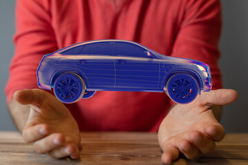 autonomous driving with a electric car 3d.