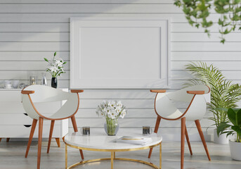 3D Mockup photo frame in Modern interior of living room