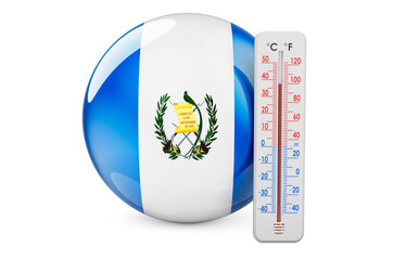 Guatemalan flag with thermometer. 3D rendering