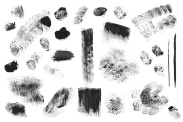 Basis for brushes in Grunge style. Abstract graphics kit on white background