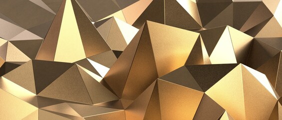 Abstract gold polygon background on texture