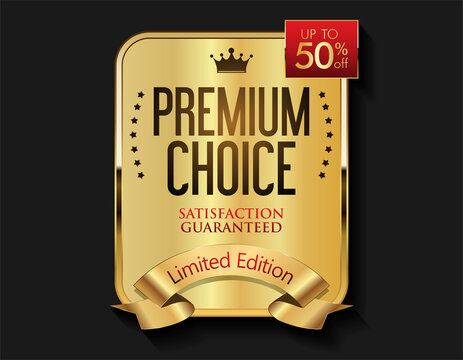 Luxury gold and red badge modern illustration