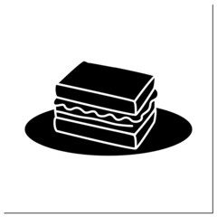 Sandos glyph icon. Japanese style fried pork sandwich. Snack. Fast food. Food trends concept. Filled flat sign. Isolated silhouette vector illustration
