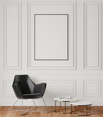 3D Mockup photo frame in Modern interior of living room