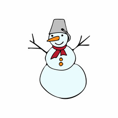Colorful doodle snowman illustration in vector. Colorful snowman icon in vector.