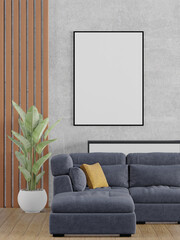 3D Mockup photo frame in Modern interior of living room