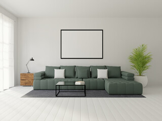 3D Mockup photo frame in Modern interior of living room