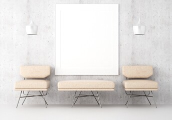 3D Mockup photo frame in Modern interior of living room