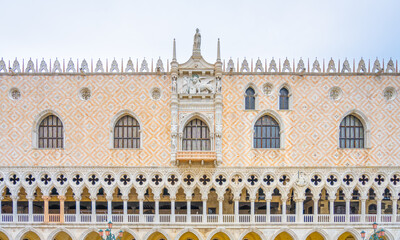 Fototapeta na wymiar Ornamental decoration of Doges Palace, Italian: Palazzo Ducale, in Venice, Italy.