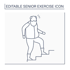 Stair climbing line icon. Physical activity. Cardio workout. Keeps muscle in tonus. Senior exercise concept. Isolated vector illustration. Editable stroke