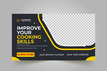Cooking Youtube Thumbnail Template Design and Web Banner