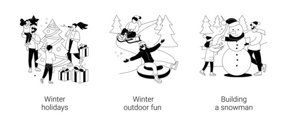 Winter entertainment abstract concept vector illustrations.