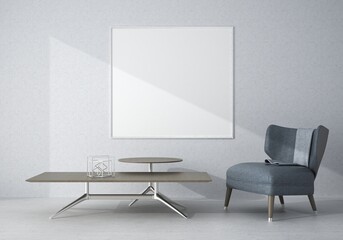 3D Mockup photo frame in Modern interior of living room