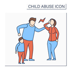Emotional abuse color icon. Exposing child to violence against others. Serious emotional harm. Child abuse concept. Isolated vector illustration