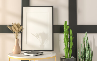 3D Mockup photo frame in Modern interior of living room