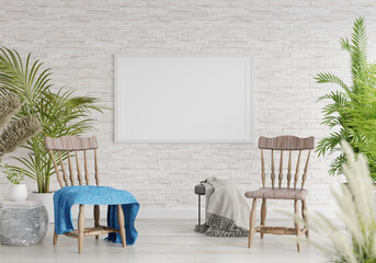 3D Mockup photo frame in Modern interior of living room