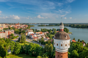 Aerial view of town of Elk in North Eastern Poland