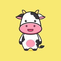 Cute cow mascot character cartoon icon illustration