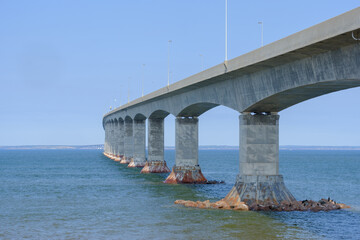 The Confederation bridge between New Brusnswick and Prince Edward Island in Canada part of the Trans-Canada Highway - 451678385