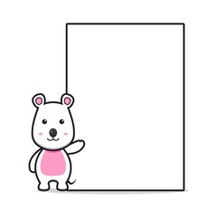 Cute mouse with blank board cartoon vector icon illustratio
