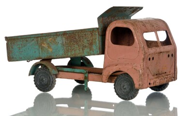 Old toy on a white background.