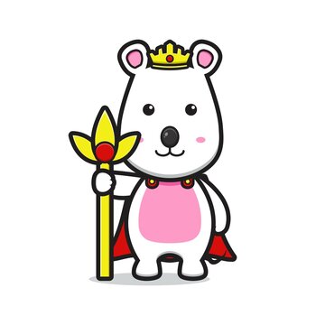 Cute mouse as a king cartoon vector icon illustration