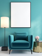 3D Mockup photo frame in Modern interior of living room