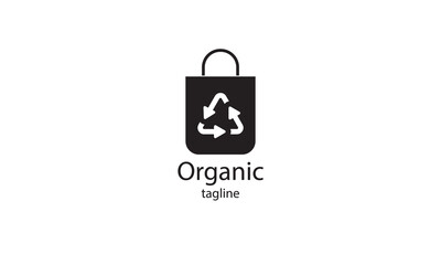 Premium vector organic shopping bag logo design