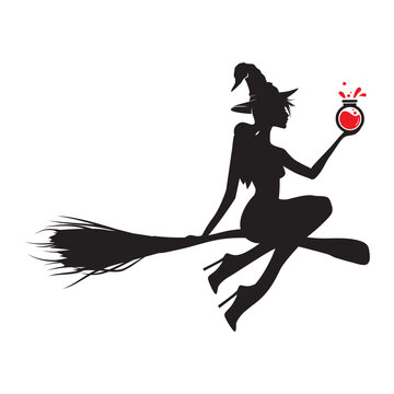 recommend clip art: Halloween theme, witch flying, vector