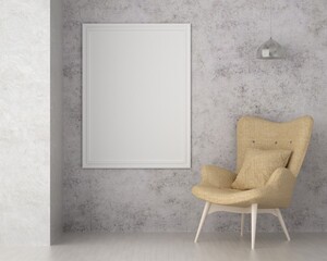 3D Mockup photo frame in Modern interior of living room