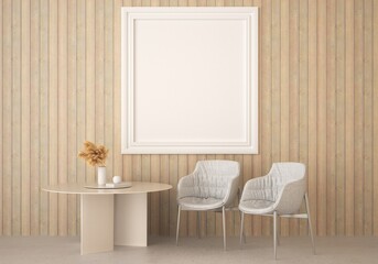 3D Mockup photo frame in Modern interior of living room