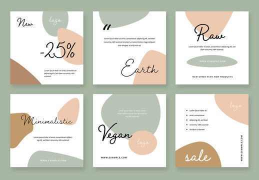 Social Media Layouts with Earth Color Illustrations