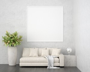 3D Mockup photo frame in Modern interior of living room