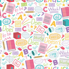 Concept of learning English. Flat design, vector pattern. English courses.