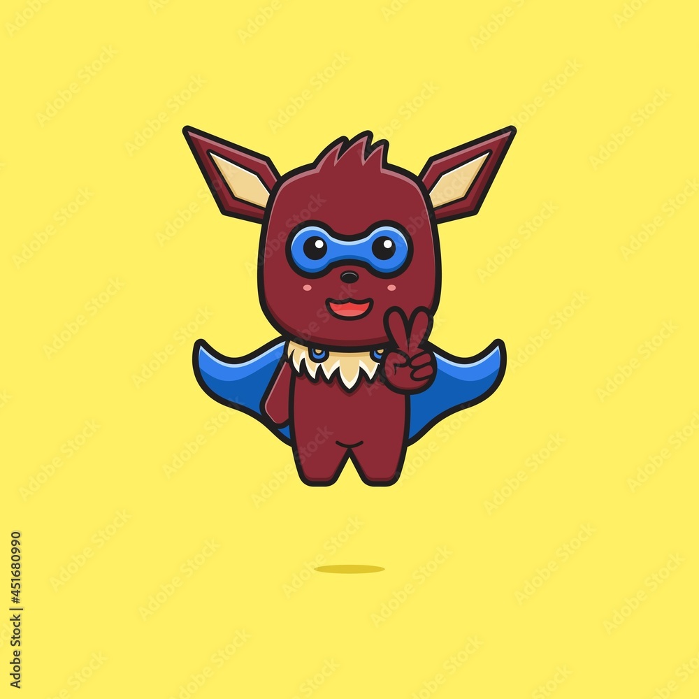 Wall mural cute monster super hero cartoon icon illustration