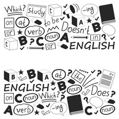 Concept of learning English. Flat design, vector pattern. English courses.