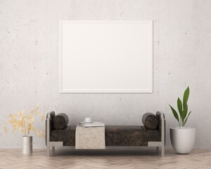 3D Mockup photo frame in Modern interior of living room