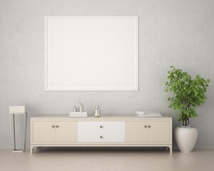 3D Mockup photo frame in Modern interior of living room