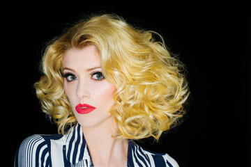 Fototapeta premium Studio portrait of beautiful elegant woman. High fashion model.